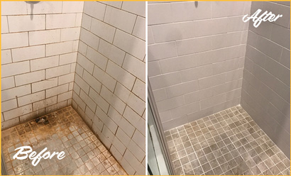 Mold and Mildew in Shower Before and After Tile and Grout Cleaning and Sealing
