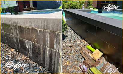  Pool Deck Before and After Stone Cleaning and Efflorescence Removal