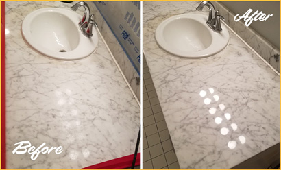 Countertop Before and After Marble Cleaning and Polishing
