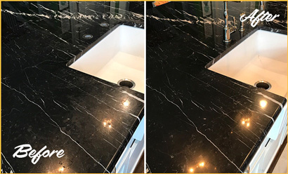 Etched Marble Countertop Before and After Marble Sealing