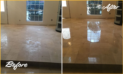 Dull Marble Floor Before and After Marble Cleaning Service