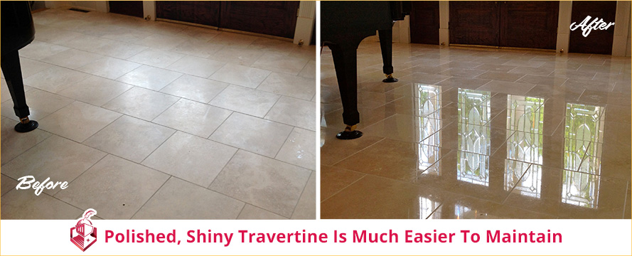 Polished, Shiny Travertine Is Much Easier To Maintain