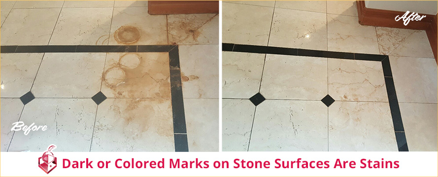 Dark or Colored Marks on Stone Surfaces Are Stains