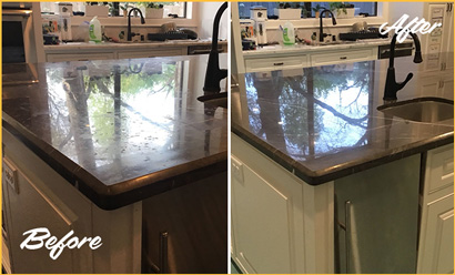stone countertop Before and After Etching Removal