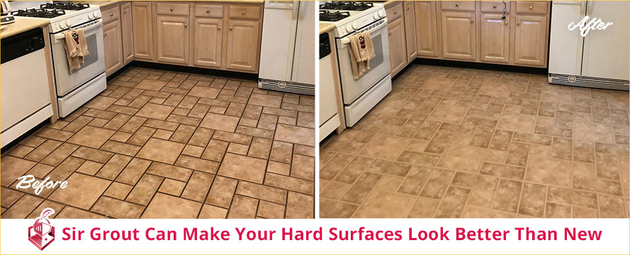 Kitchen Interior Before and After Sealed by Sir Grout Professionals Who Make Surfaces Look Brand New