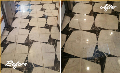 Before and After Marble Floor Polishing