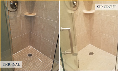 Before and After Picture of a Shower with Missing and Cracked Caulking