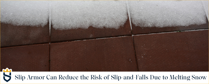 Slip Armor can reduce the risk of slip and fall due to melting snow