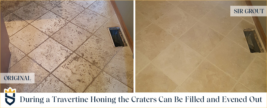 During a Travertine Honing Craters Can Be Filled and Even Out