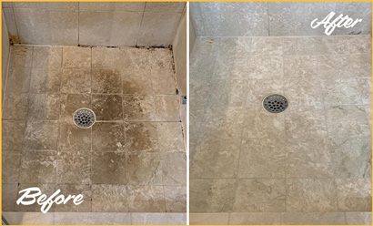 Mosaic Tile Shower Before and After Grout and Caulking Cracks Repair
