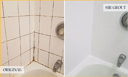 White Tile Tub Plagued with Mold