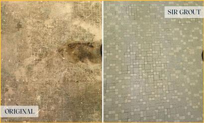 Mosaic Tile Shower Before and After a Cleaning and Sealing Service