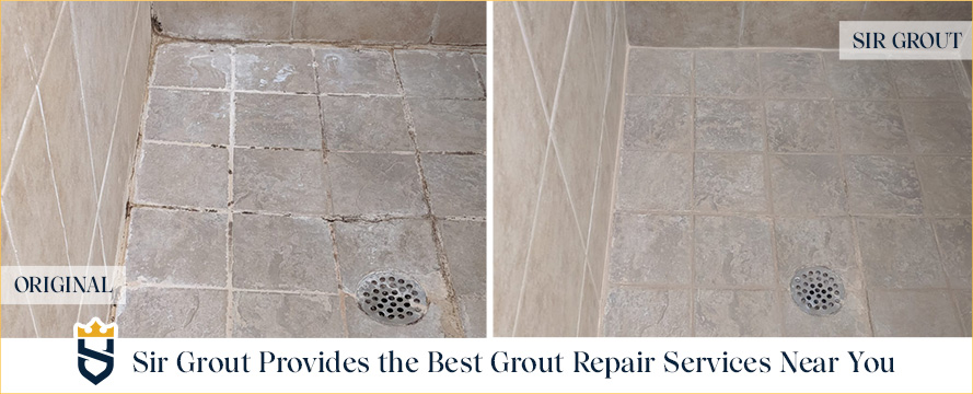 Prior to Sir Grout's Service, This Shower Had Cracked Grout and Now It's Restored Like New