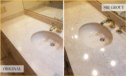 Before and After Picture of a Marble Stone Cleaning and Sealing