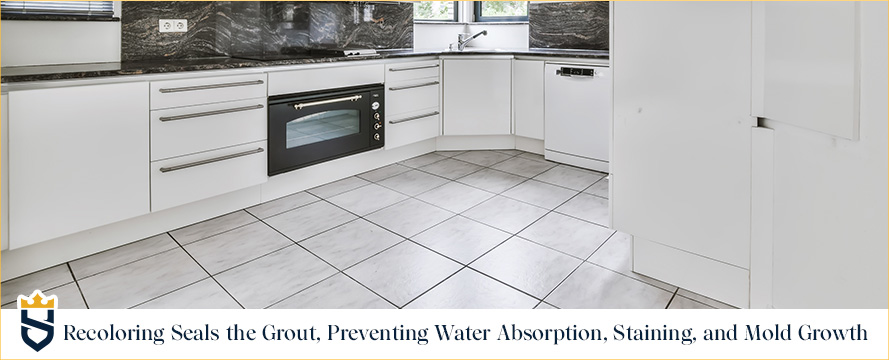 Recoloring Seals the Grout, Preventing Water Absorption, Staining, and Mold Growth