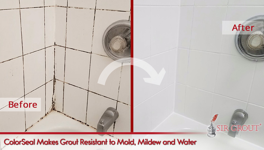 Before and After Picture of a White Shower Plagued with Mold and Mildew, Cleaned and Sealed During a Caulking Service