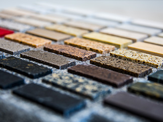 Samples of different types of natural stones for use in homes