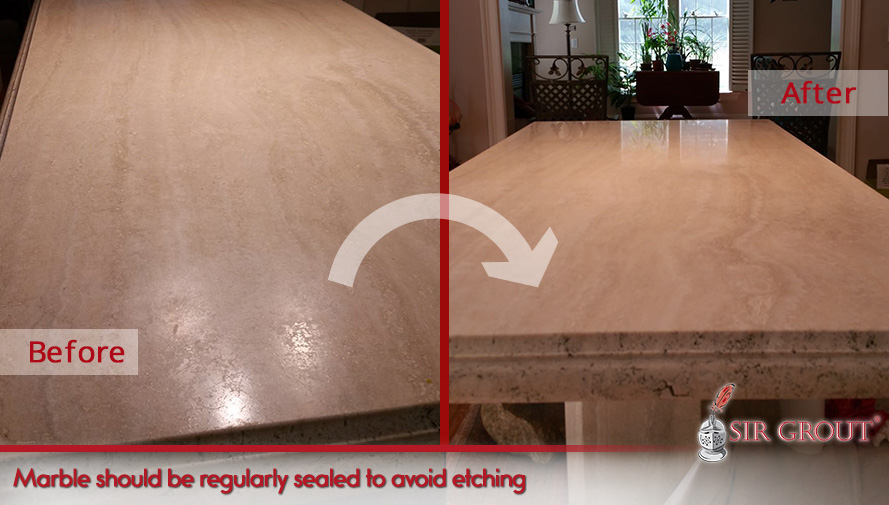 Marble surfaces need periodic maintenance, such as regular sealing and polishing Marble countertops should be regularly sealed to avoid etching