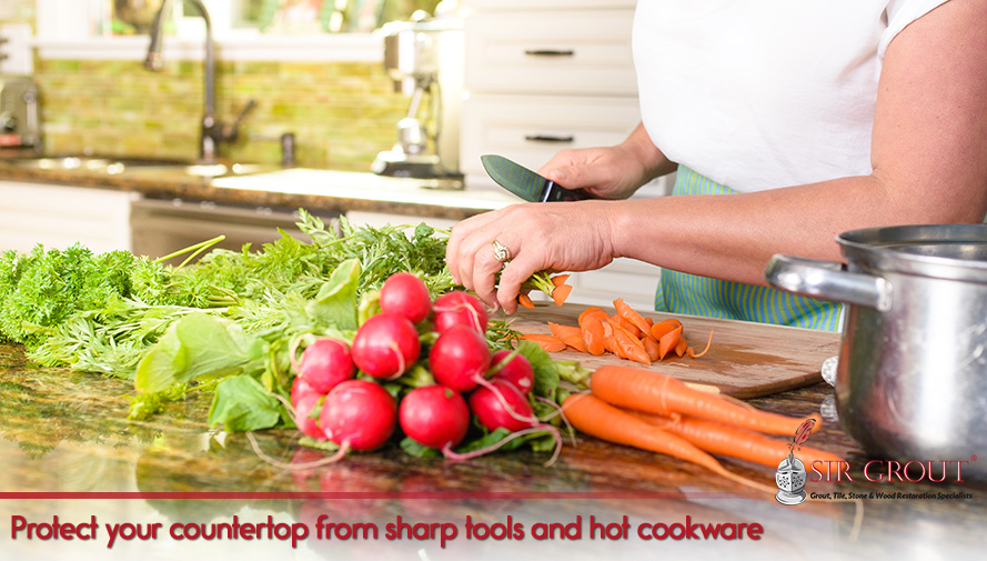 Even metallic cookie cutters can scratch your countertop Protect your countertop from sharp tools and shot cookware