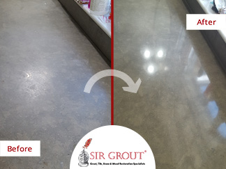 Before and After Picture of a Stone Countertop Sealing