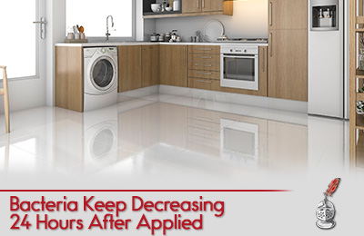 Surfaces Can Stay Sanitized for Up To One Week After The Cleaner Is Applied Picture of Kitchen Surfaces Treated with Sir Grout's Antimicrobial Cleaner