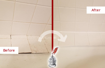 Shower Before and After Crumbling Grout Restoration