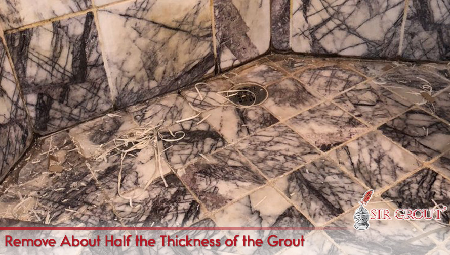 Choose One Direction and Try to Work in the Same Direction for the Entire Project, Checking Your Progress as You Go Remove About Half the Thickness of the Grout