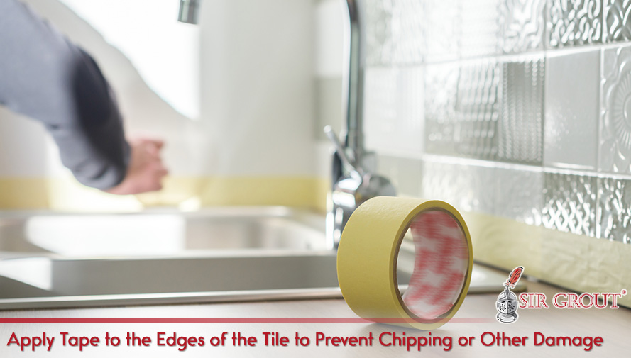 Protect Tile to Prevent Damaging Them While Removing Grout and Regrouting Tile Apply Tape to the Edges of the Tile to Prevent Chipping or Other Damage
