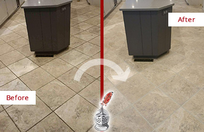 Picture of Kitchen Tile Shower Before and After Cleaning Grout
