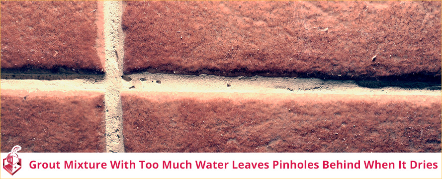 Closeup of Shower Grout Mixture With Too Much Water That Dried Leaving Pinholes Behind