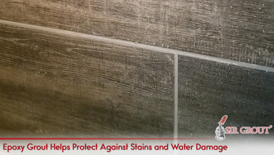 Closeup of Expoxy Sealed Shower Grout and Tile Which Helps Protect Against Stain and Water Damage