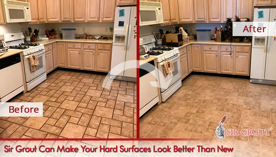 Kitchen Interior Before and After Sealed by Sir Grout Professionals Who Make Surfaces Look Brand New