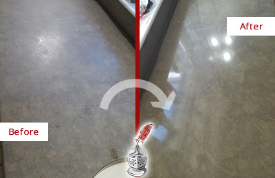 Before and After Picture of a Dull Limestone Countertop Sealed to Bring Back Its Shine